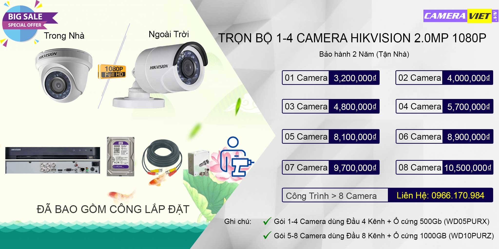 bảng giá lắp đặt trọn bộ camera hikvision tại tphcm